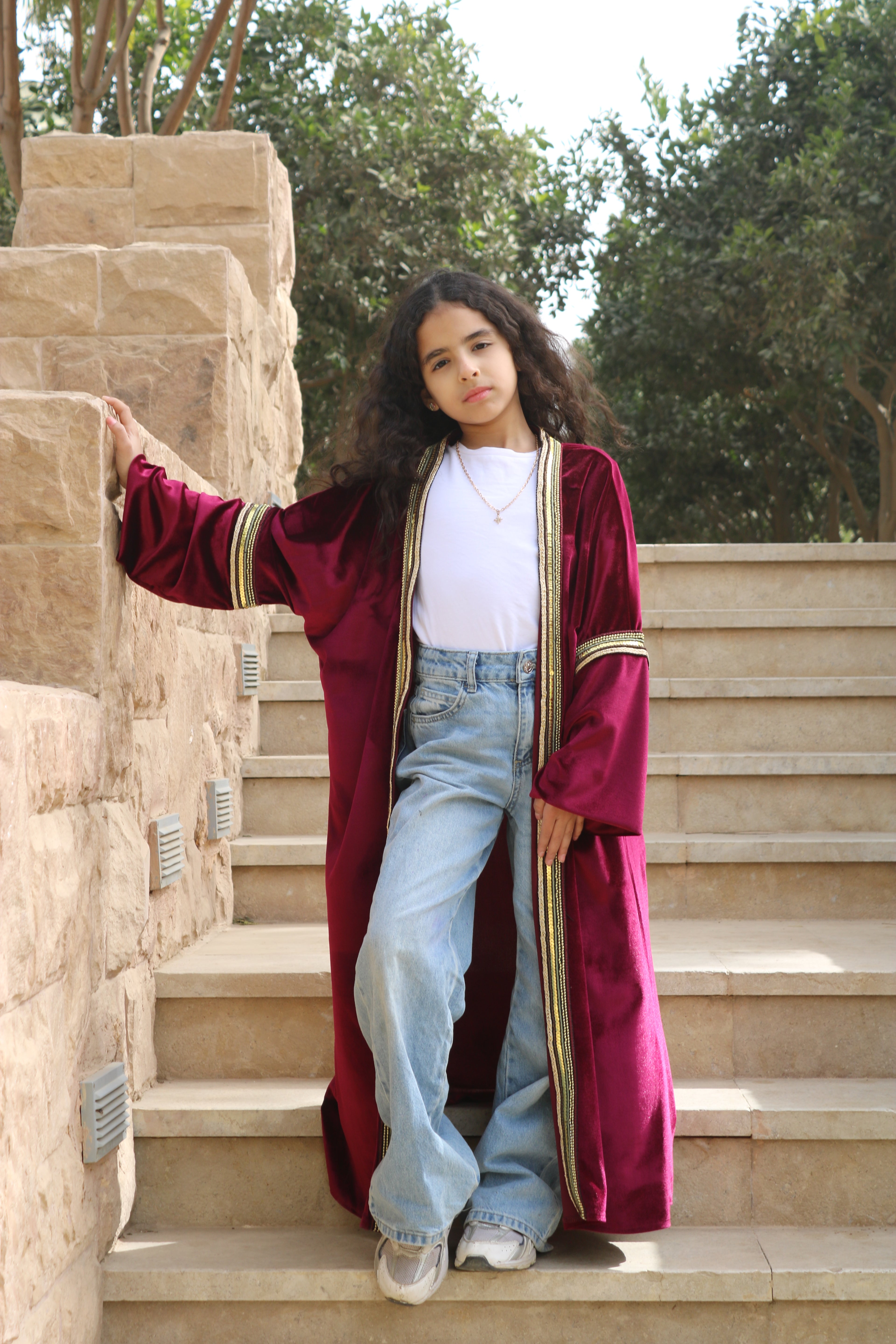 Kids Essential Maroon Kaftan