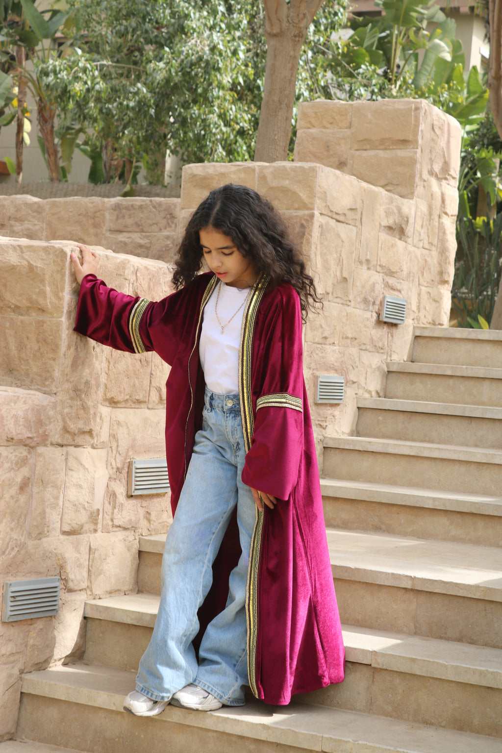 Kids Essential Maroon Kaftan