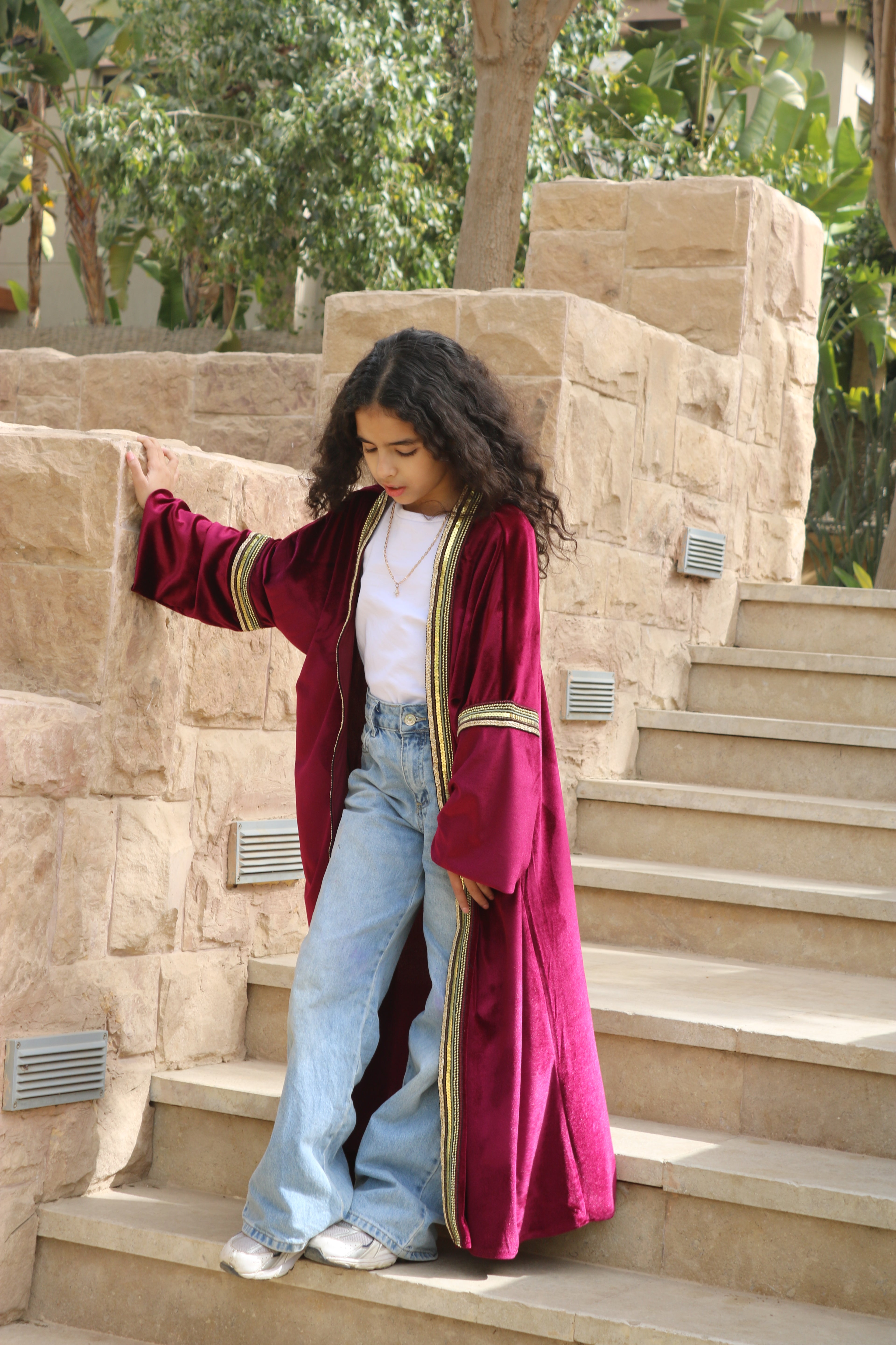 Kids Essential Maroon Kaftan