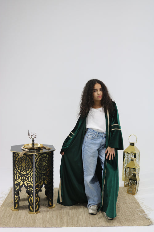 Kids Emerald Green Velvet Kaftan