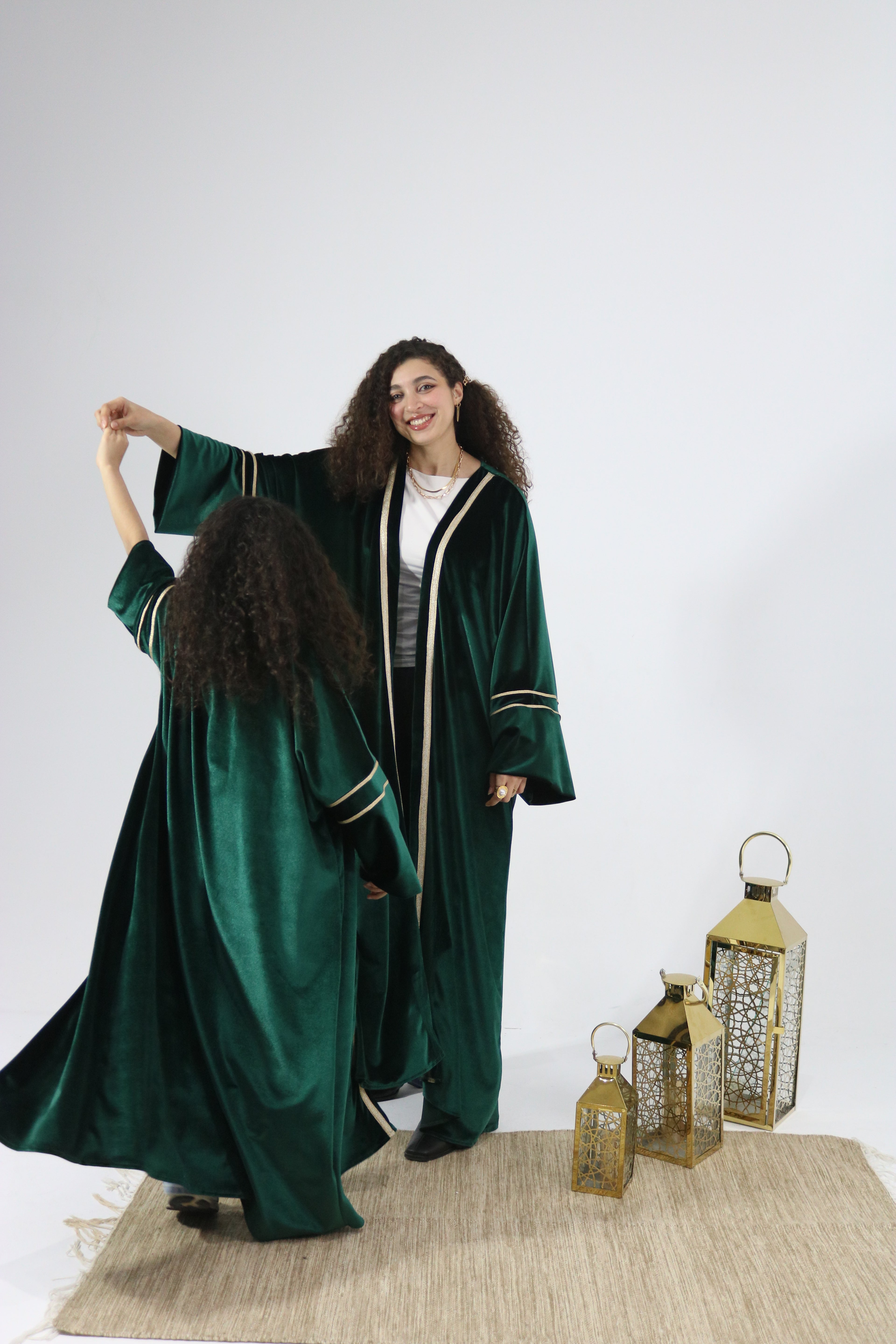 Kids Emerald Green Velvet Kaftan